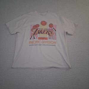 Abercrombie Fitch Soft A&f T Shirt Women's Sz L Lakers Basketball Sporty Pastel